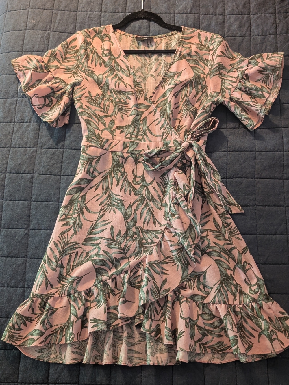 Vici Floral Linen Blend Wrap Dress